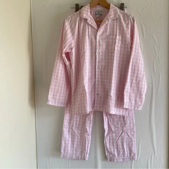 Petite Plume Pink Gingham Pajama Set Size 14